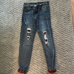 Judy Blue Skinny Jeans Red Blue Distressed Style